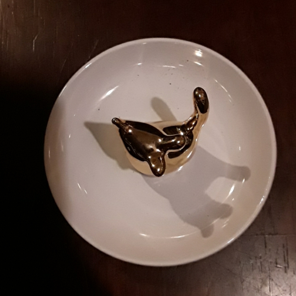 Gold  color mouse  Ring holder  plate. - Picture 2 of 3